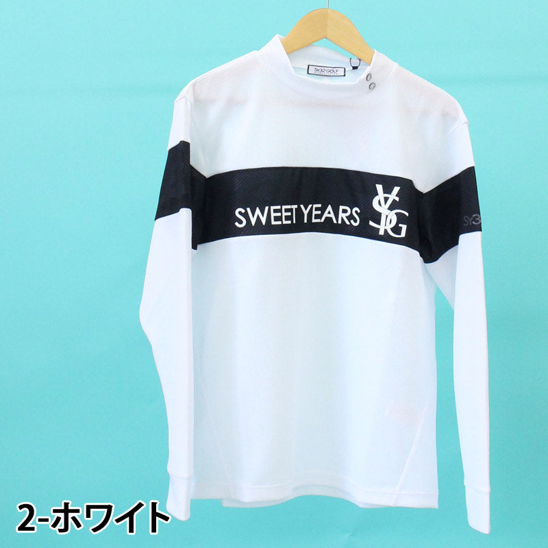 SY32 BY SWEET YEARS GOLF ポロシャツ ホワイト SY32 by SWEET YEARS ゴルフウェア メンズ モックネック トップス 長袖