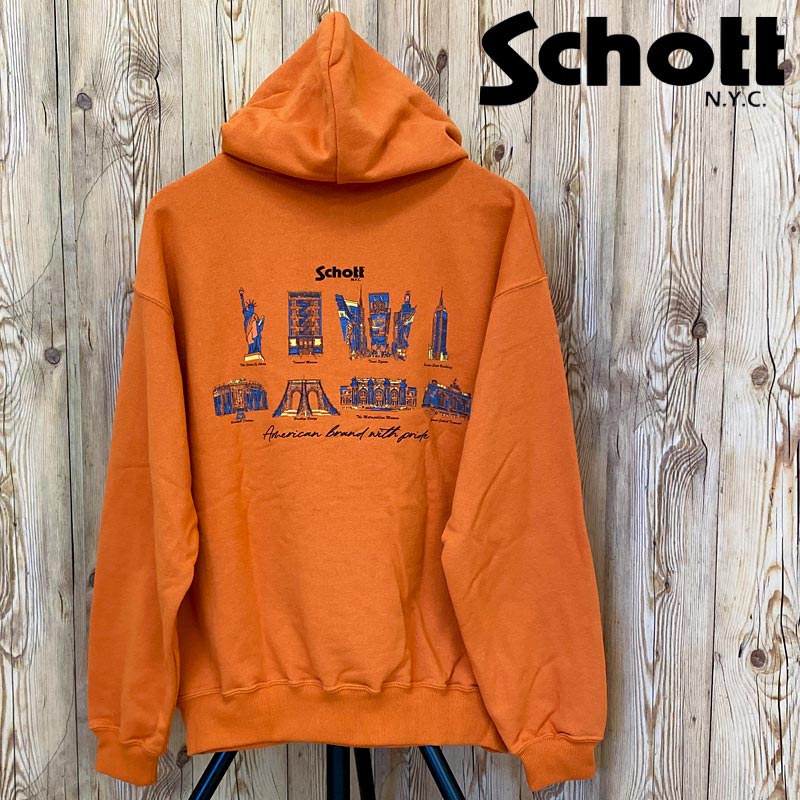 Schott ショット HOODED SWEAT N.Y. MAP ニューヨークマップ パーカー