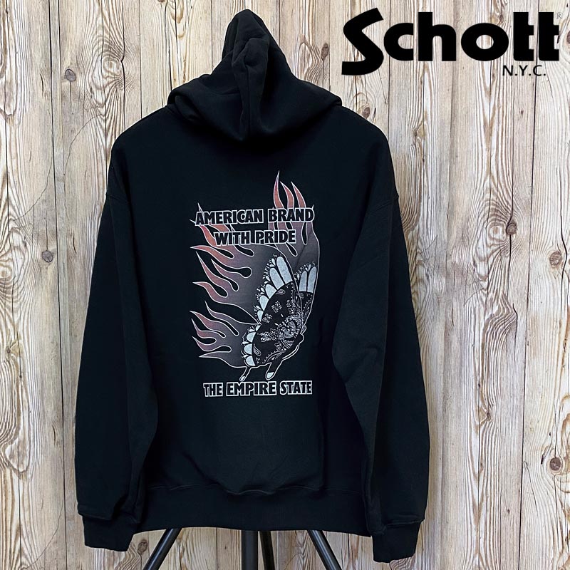 Schott ショット HOODED SWEAT FIRE BUTTERFLY プルパーカー – TopIsm