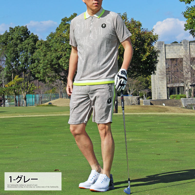 GIORNO SEVEN ジョルノセブン ゴルフウェア 上下セットアップ パイル型押し ゴルフウェア メンズ ブランド
