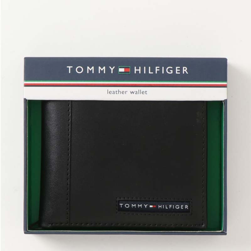 TOMMY HILFIGER トミー ヒルフィガー ワンポイントロゴ 本革 二つ折