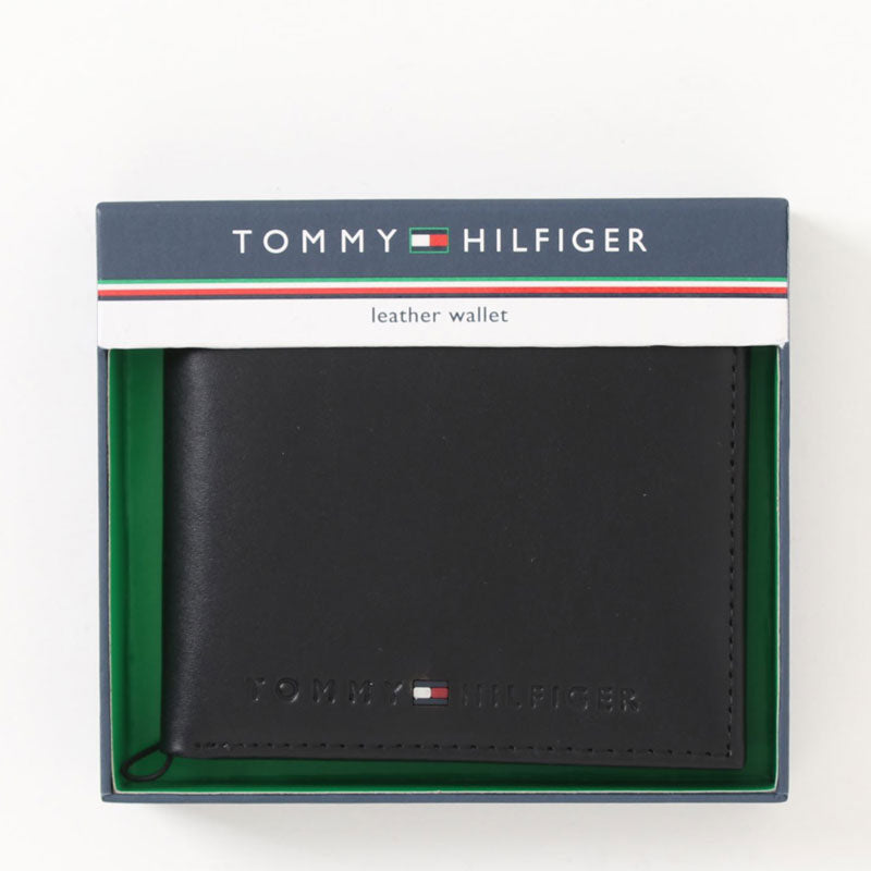 TOMMY HILFIGER トミー ヒルフィガー エンボスロゴ 本革 二つ折財布