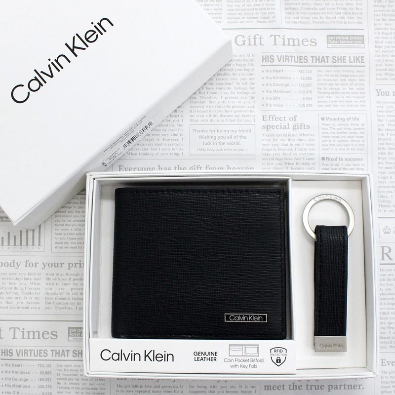 Calvin Klein カルバンクライン CK リアルレザーエンボス2つ折り