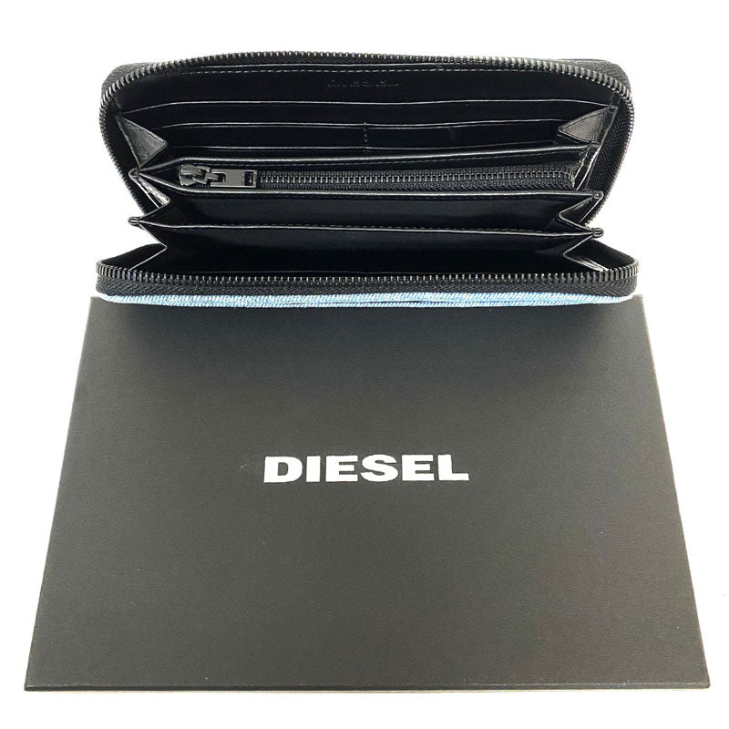 DIESEL ディーゼル ラウンドファスナー デニム レザー 長財布