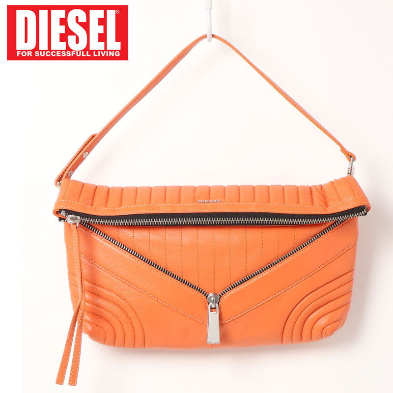 DIESEL ディーゼル リアルレザー メタルパーツ ショルダーバッグ「LE