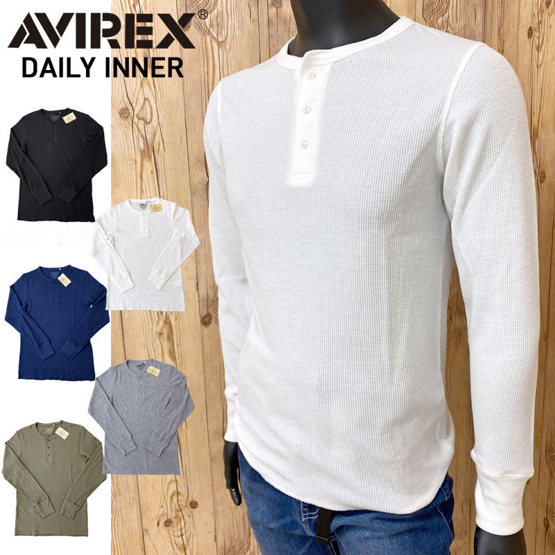 AVIREX アビレックス ロングTシャツ メンズ 長袖 サーマル ヘンリー