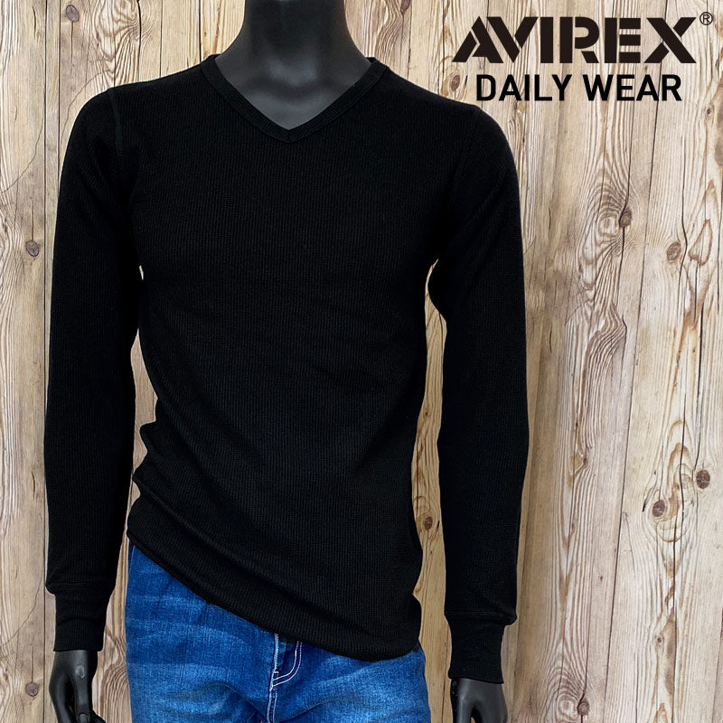 VネックTシャツ　無地　–　サーマル　AVIREX　ロングTシャツ　長袖　アビレックス　メンズ　TopIsm