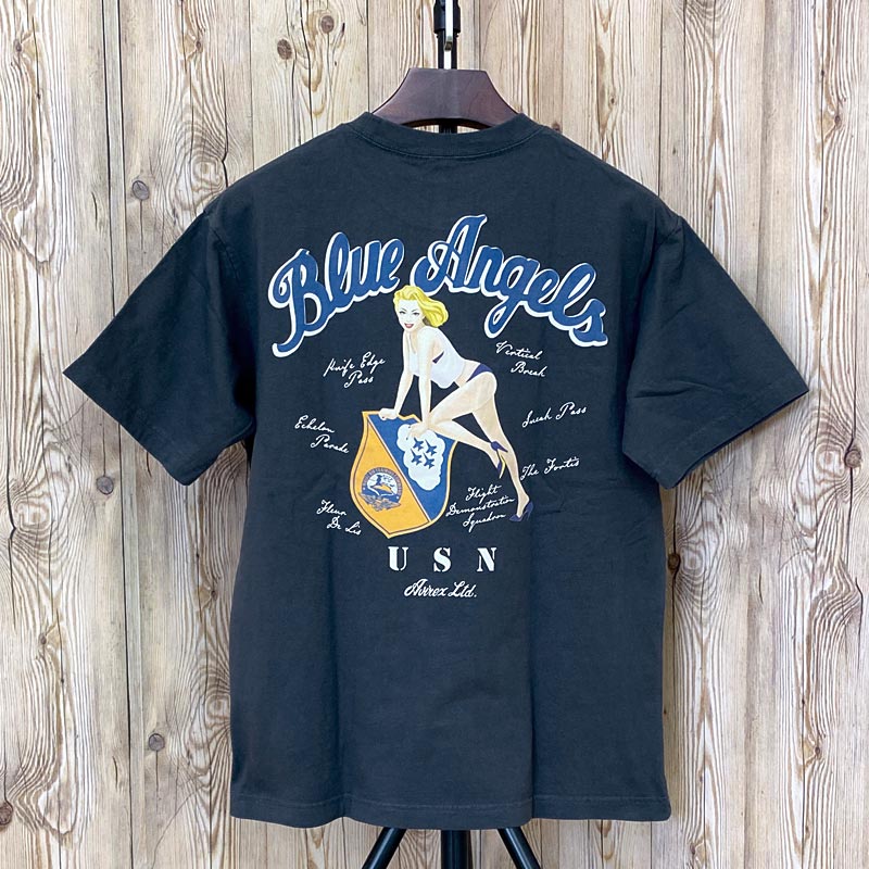 国内発送/本物保証/AVIREX PINUP GIRL T-SHIRT BLUE ANGELS 人気 AVIREX アヴィレックス BLUE ANGELS PINUP GIRL 半袖Tシャツ