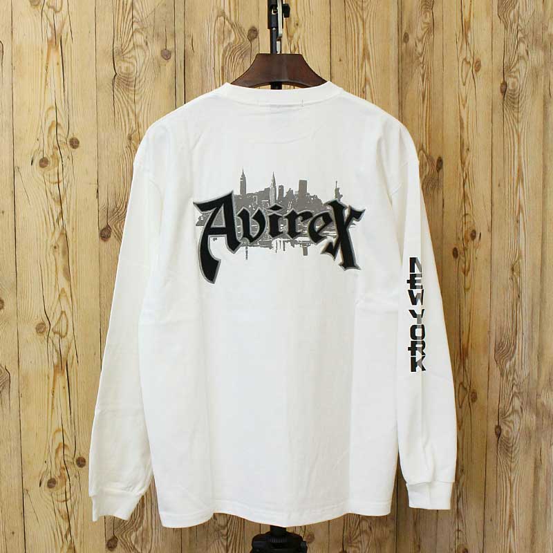 AVIREX ロングTシャツ 白 黒 2枚セット AVIREX（アヴィレックス） ハニカムワッフル ロンT 長袖Tシャツ 凹凸