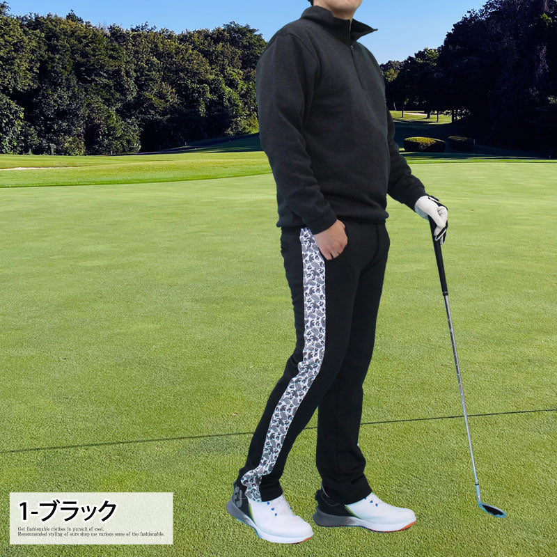 ゴルフパンツ メンズ ゴルフウェア 暖かい 裏起毛フリース ストレッチ