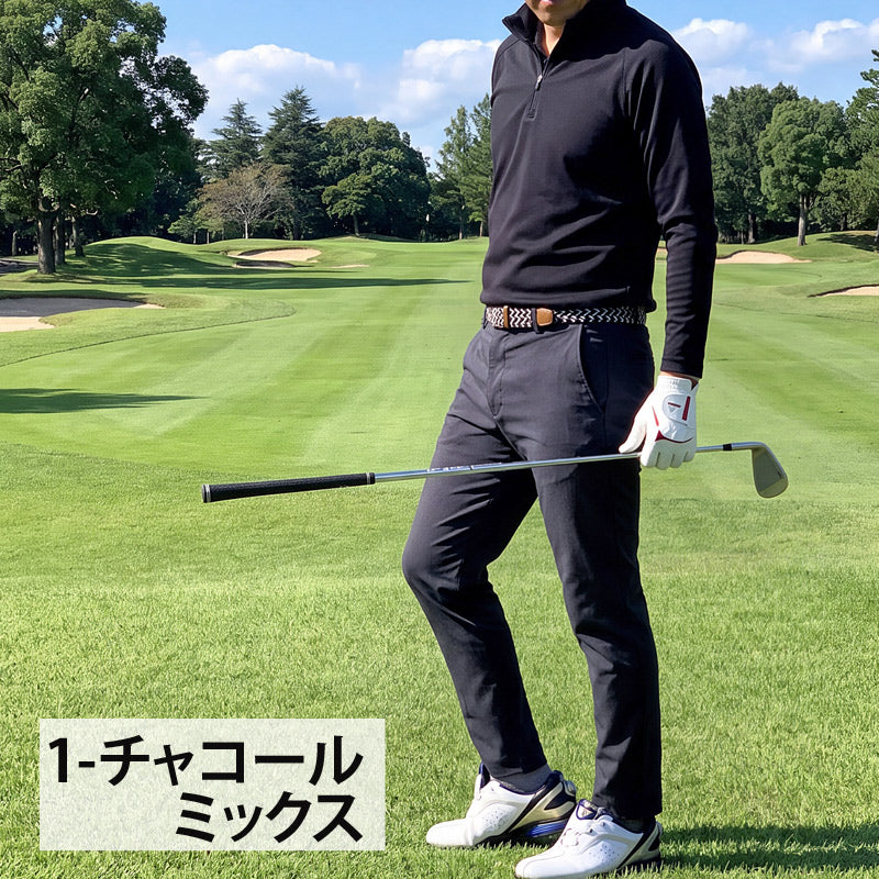 ゴルフウェア メンズ ゴルフパンツ 接触冷感 ストレッチ ウエストゴム