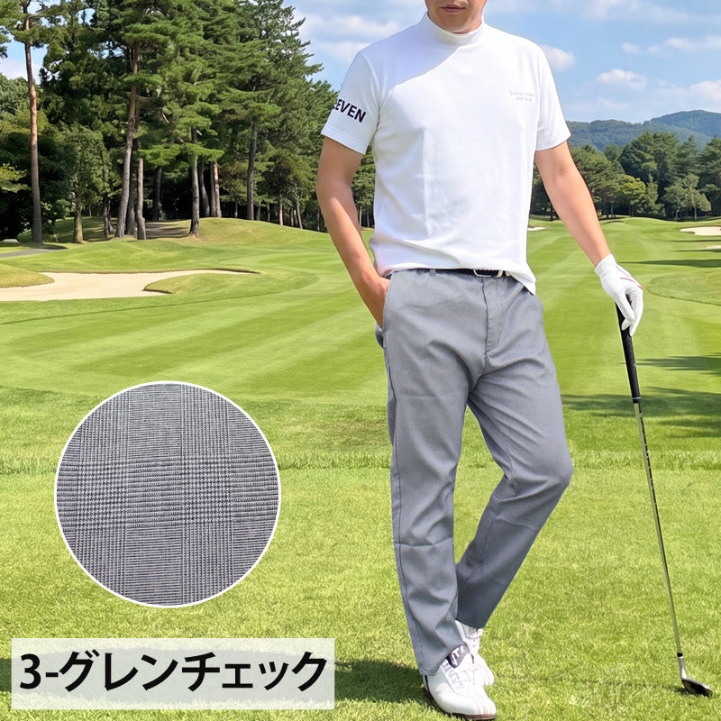 ゴルフウェア メンズ ゴルフパンツ 接触冷感 ストレッチ ウエストゴム
