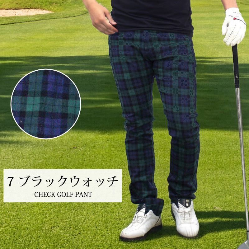 ゴルフウェア メンズ ゴルフパンツ チェック柄パンツ