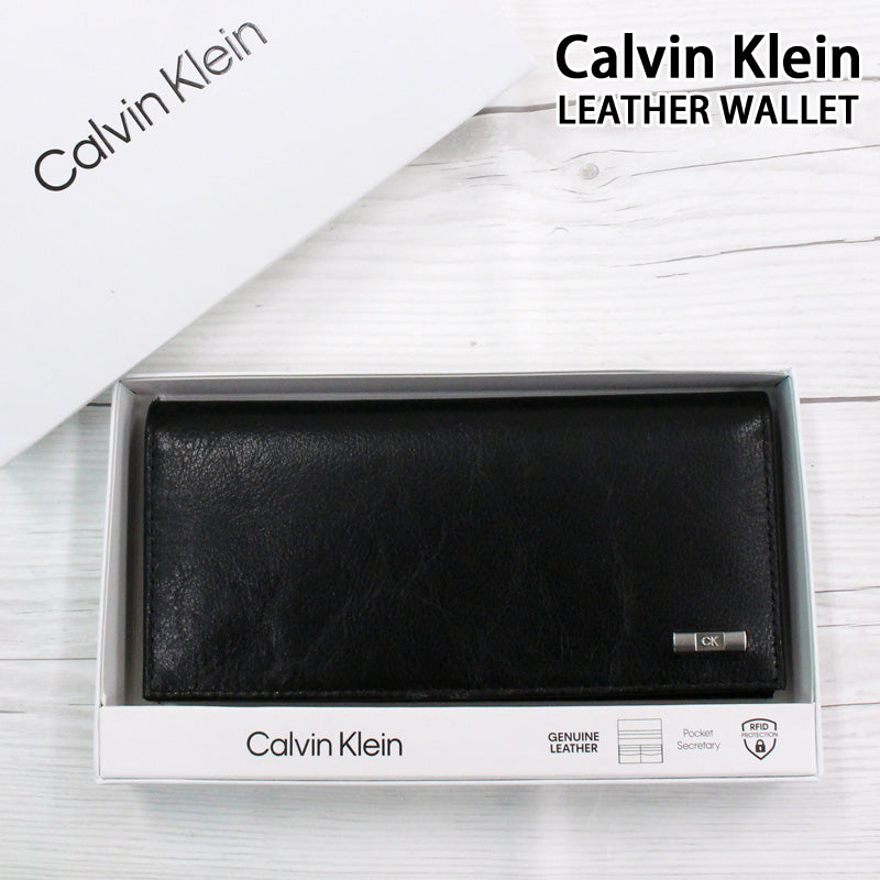 Calvin Klein カルバンクライン CK ロゴプレート 2つ折りロング