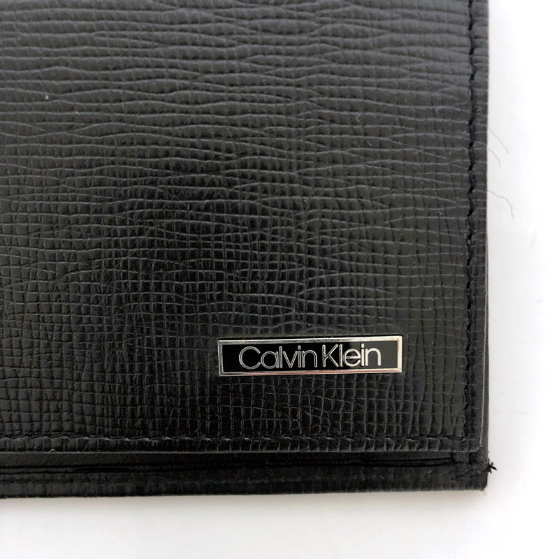 海外限定✨未使用カルバンクライン CKエンボスロゴ シボ調レザー 長財布 黒 箱 Calvin Klein カルバンクライン CK リアルレザーエンボス サイド