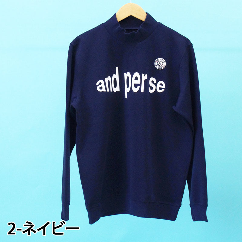 and per se ハイネックトレーナー メンズＬ　ネイビー and per se アンパスィ ゴルフウェア メンズ トレーナー モックネック