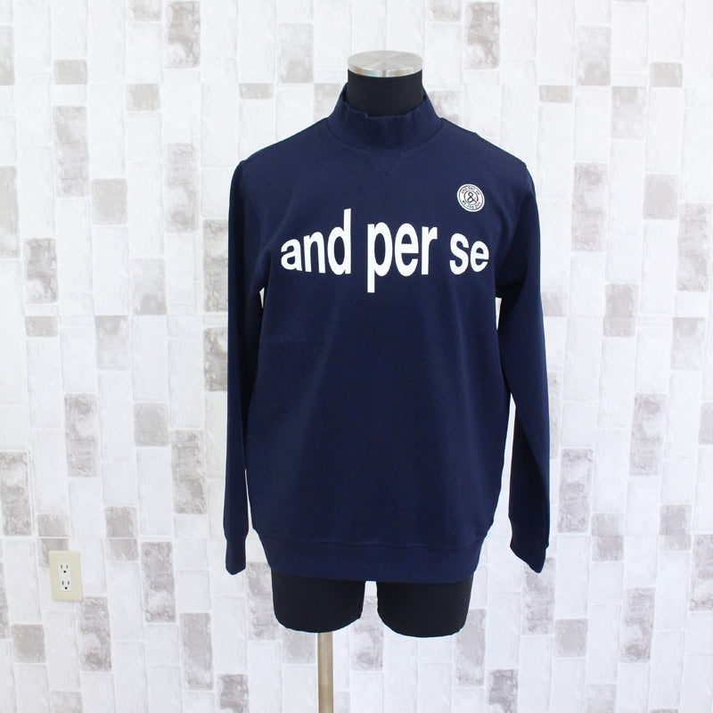 and per se ハイネックトレーナー メンズＬ　ネイビー and per se アンパスィ ゴルフウェア メンズ トレーナー モックネック