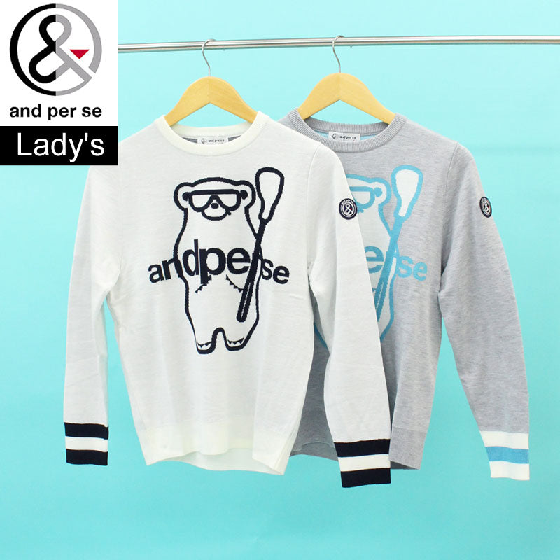 アンパスィ　ゴルフ　緑　ニットレディース and per se アンパスィ ゴルフウェア レディース ニットセーター