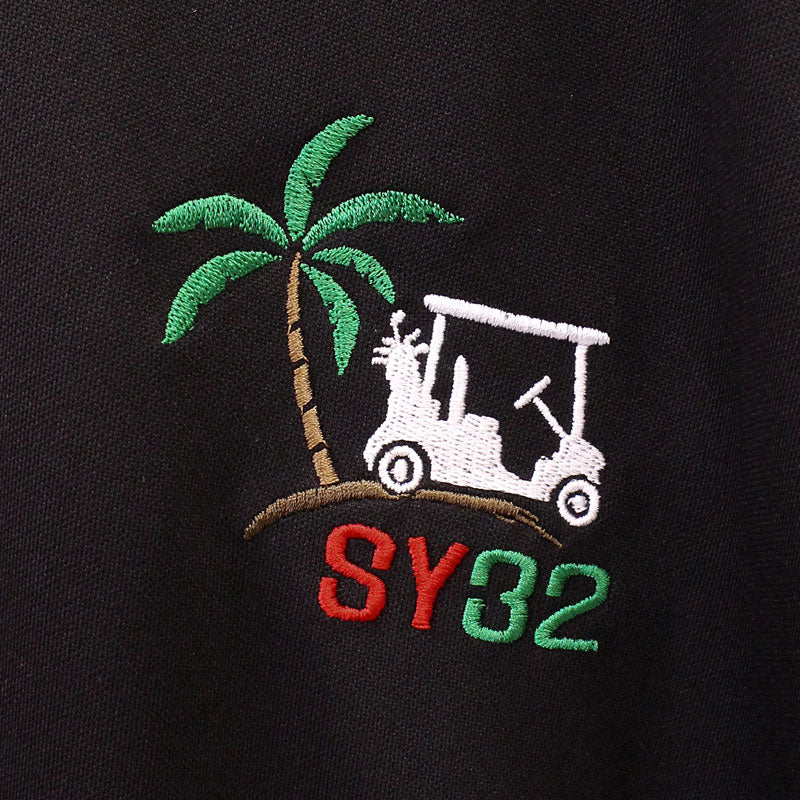 SY32 by SWEET YEARS ゴルフウェア メンズ モックネックシャツ ハイネック トップス ポロシャツ 半袖 ヤシの木刺繍 ロゴ –  TopIsm