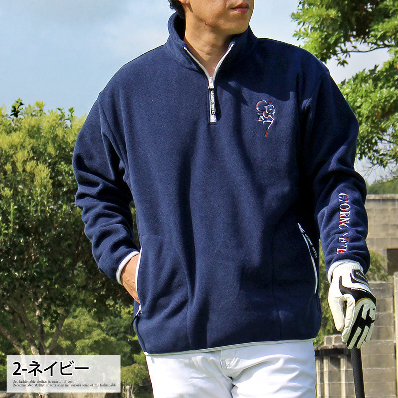 GIORNO SEVEN ジョルノセブン スニードジャック ゴルフウェア フリースジャケット ハーフジップ メンズ ブランド XL / 2-ネイビー