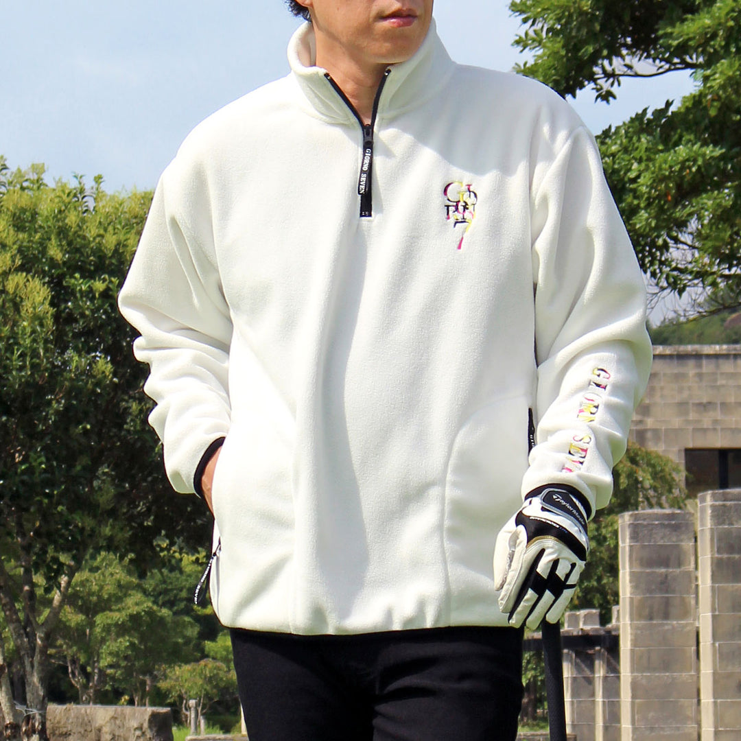 GIORNO SEVEN ジョルノセブン スニードジャック ゴルフウェア フリースジャケット ハーフジップ メンズ ブランド XL / 1-ホワイト