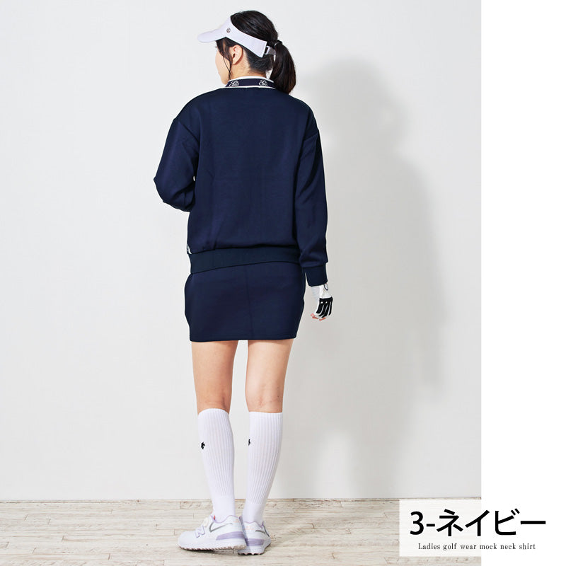 青のストライプ タートルネック　ゴルフウェア　レディース　23区 青のストライプ タートルネック ゴルフウェア レディース 23区