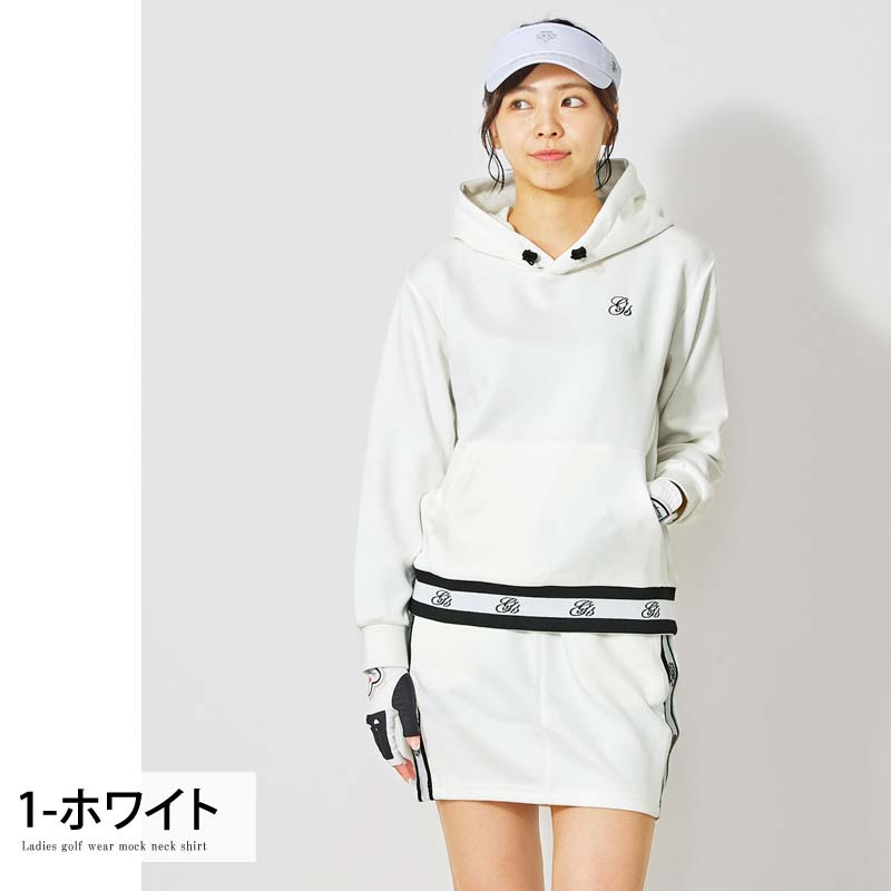 ジーフォア レディース セットアップ ホワイトゴルフウェアセット gs GOLF ゴルフウェア レディース 上下セットアップ スウェット