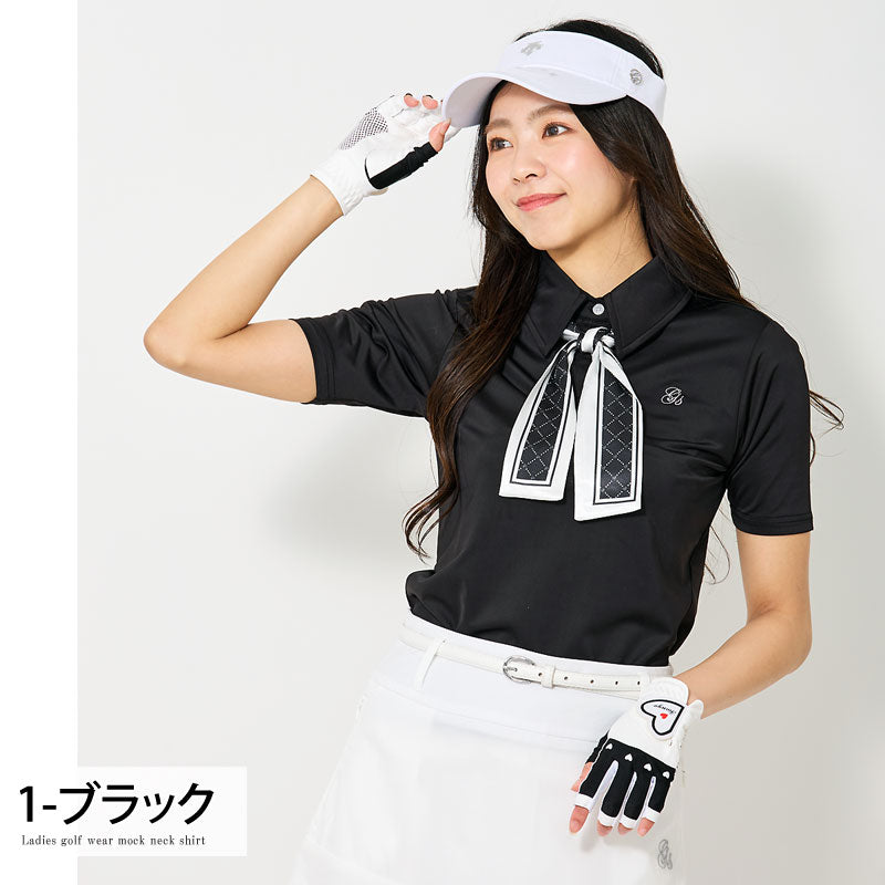 gs GOLF ゴルフウェア レディース ポロシャツ スカーフリボン付き 半袖
