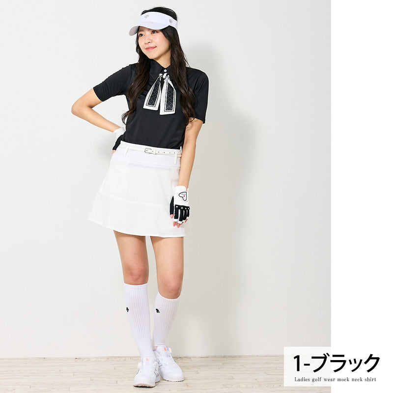 gs GOLF ゴルフウェア レディース ポロシャツ スカーフリボン付き 半袖