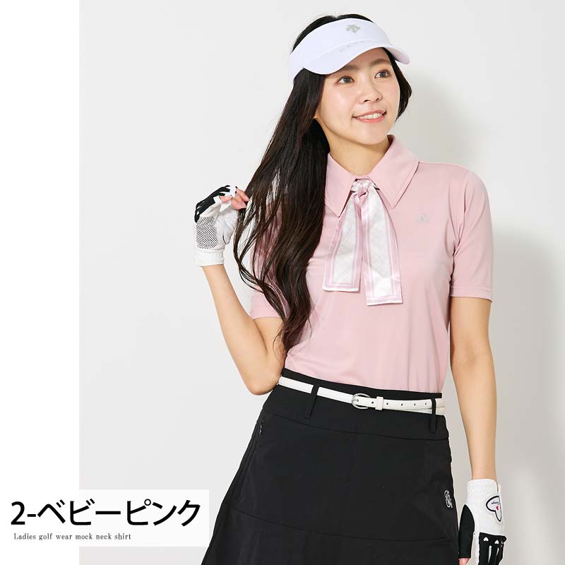 gs GOLF ゴルフウェア レディース ポロシャツ スカーフリボン付き 半袖