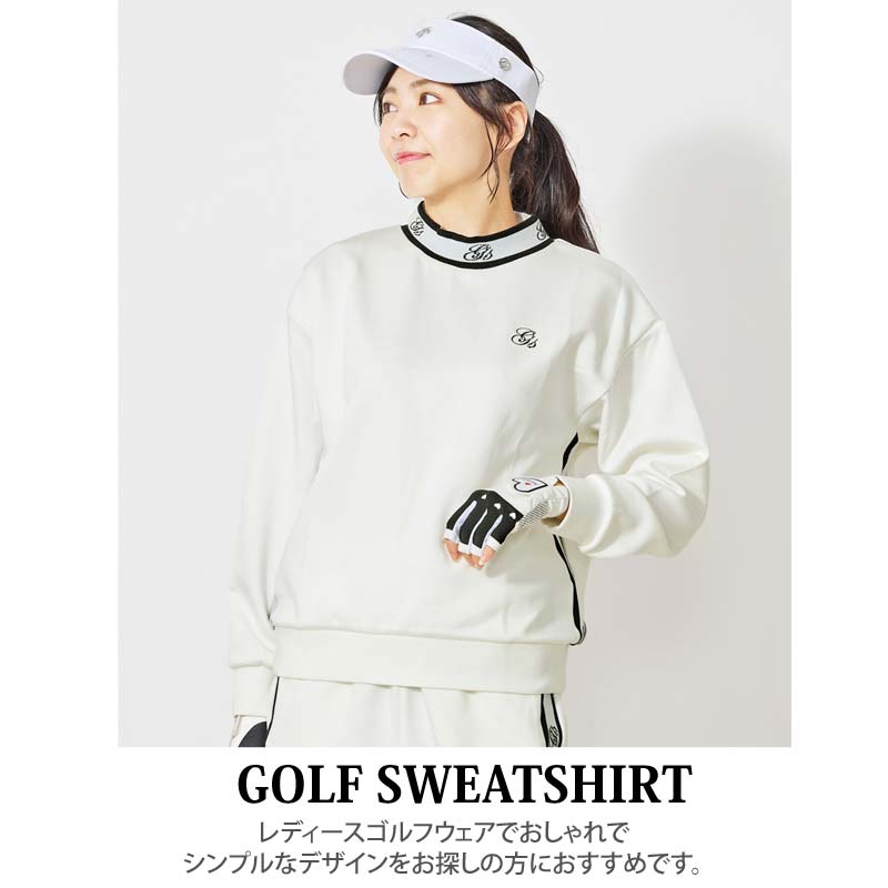 gs GOLF ゴルフウェア レディース トレーナー スウェットジャージ モックネック トップス リブロゴライン切替 おしゃれ かわいい 韓国系 秋冬  春夏 ブランド