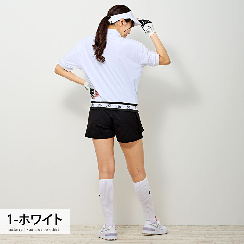 gs GOLFゴルフウェア レディース ハーフジップ リブロゴトップス