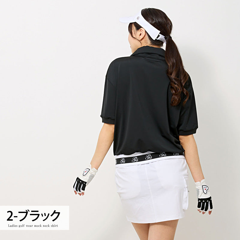gs GOLFゴルフウェア レディース ハーフジップ リブロゴトップス