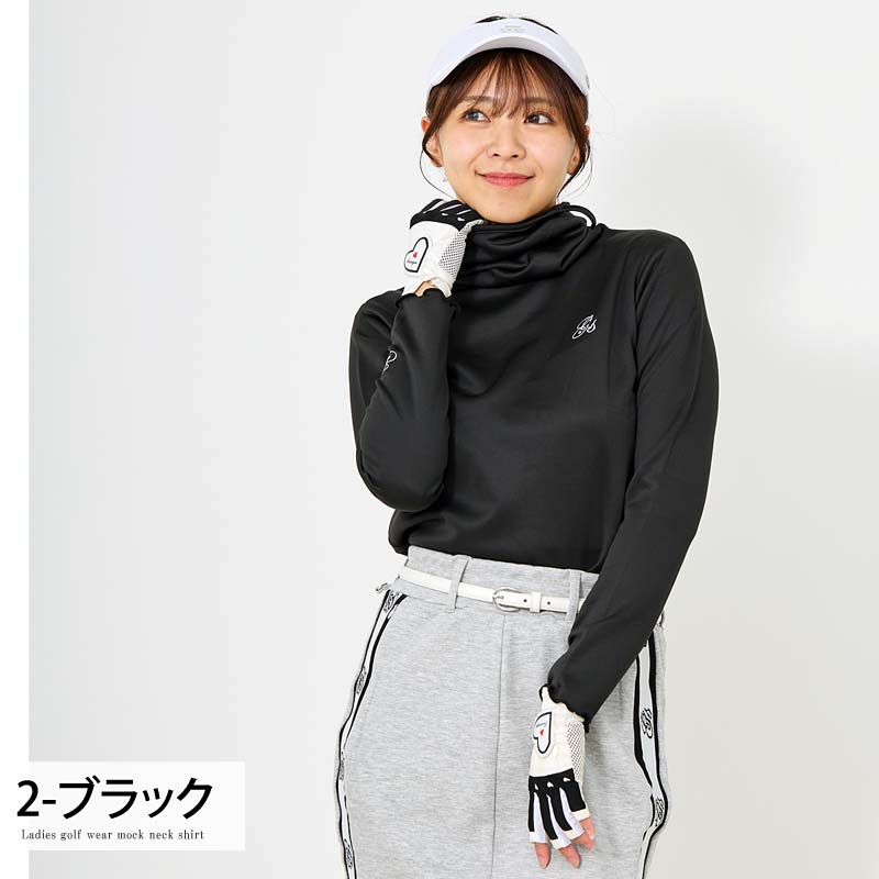 gs GOLF ゴルフウェア レディース モックネック ポロシャツ ハイネック
