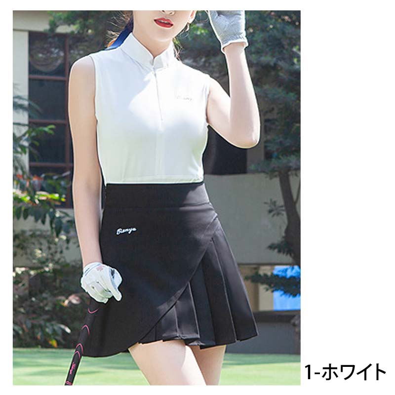 ゴルフウェア レディース ゴルフノースリーブ モックネック