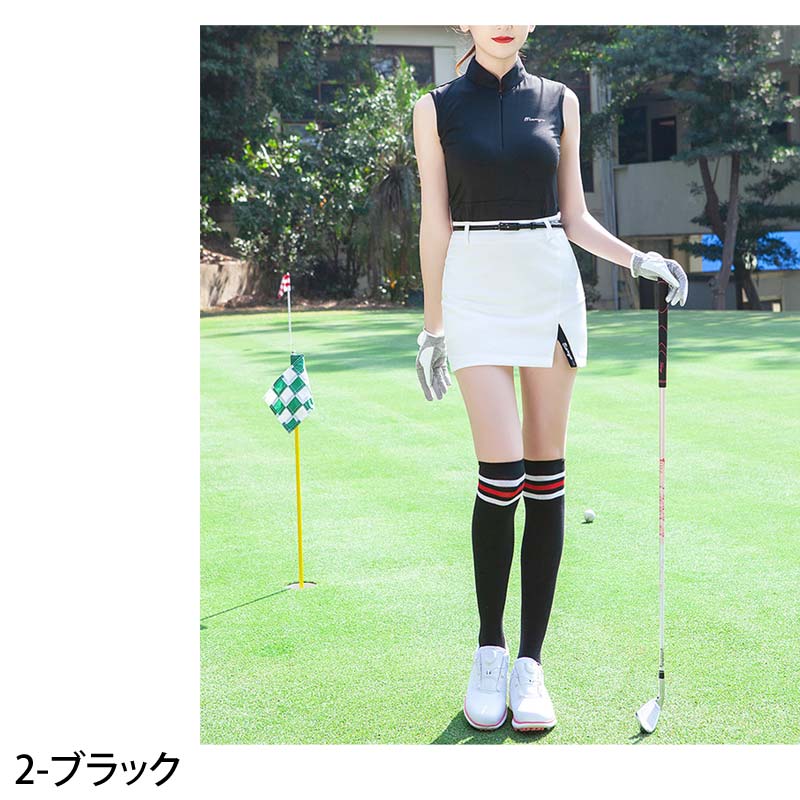 ゴルフウェア レディース ゴルフノースリーブ モックネック
