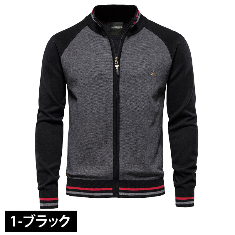 ゴルフウェア メンズ ニット セーター ゴルフ フルジップアップ 長袖
