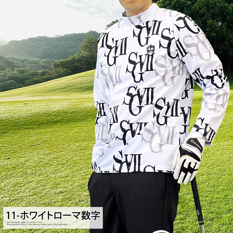 紺色L マルボンゴルフ モックネック トレーナー メンズシャツ トップス 長袖 スキンズ（SKINS）（メンズ）ゴルフウェア 吸湿発熱 2WAY