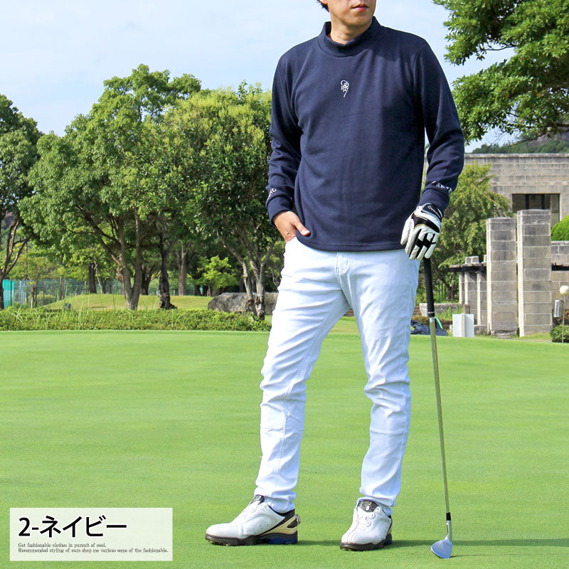 黒M マルボン ゴルフ モックネック トレーナー メンズシャツ