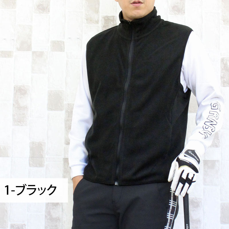 ゴルフウェア メンズ フリースベスト 裏起毛 ゴルフジャケット