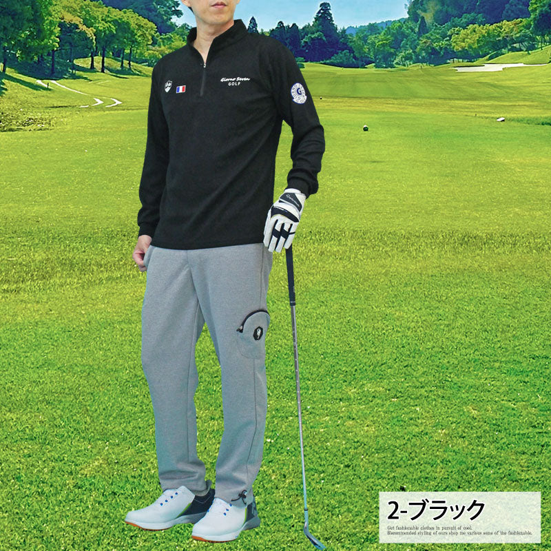 マルボンゴルフ モックネック トレーナー ハーフジップ トップス メンズ 緑色 Malbon Golf（マルボンゴルフ）の「MALBON GOLF LOGO MOCKNECK