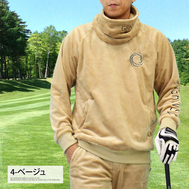 ジーフォア　ゴルフウェア　メンズ　トレーナー ゴルフトレーナー メンズ ゴルフウェア 暖かい 裏起毛 シャギー