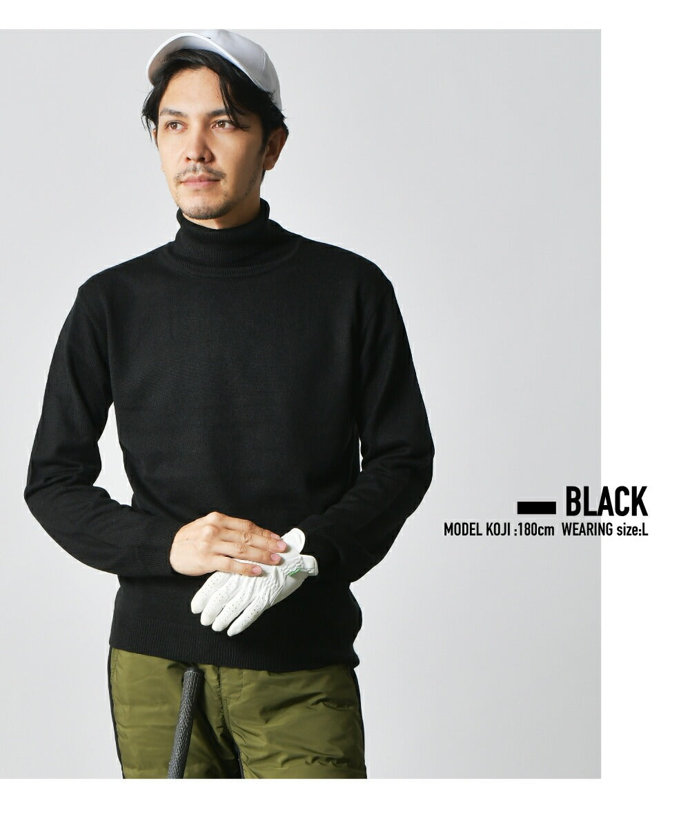 ゴルフウェア メンズ ニットセーター 滑らかソフトタッチ無地