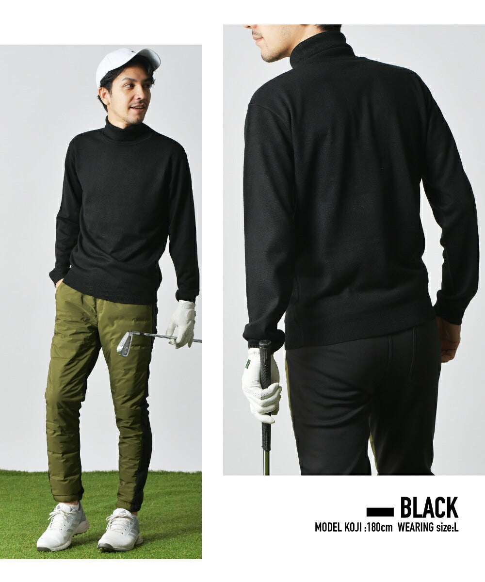 ゴルフウェア メンズ ニットセーター 滑らかソフトタッチ無地