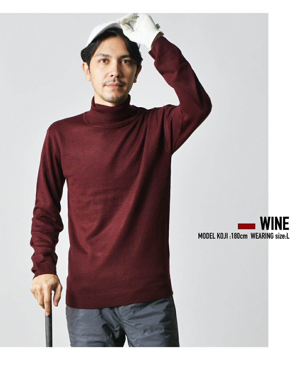 ゴルフウェア メンズ ニットセーター 滑らかソフトタッチ無地