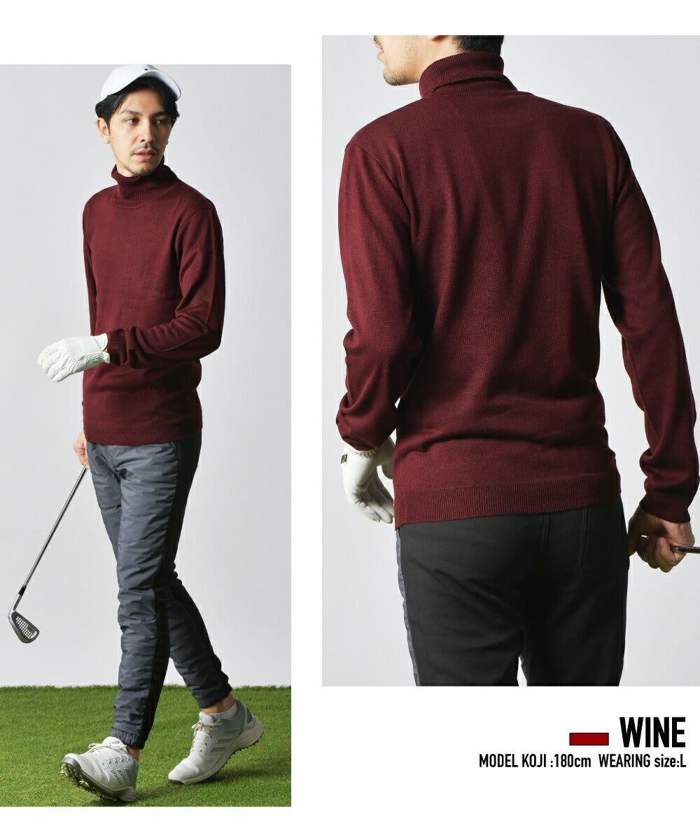 ゴルフウェア メンズ ニットセーター 滑らかソフトタッチ無地