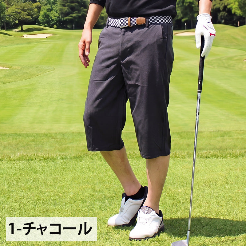 RLX ハーフ パンツ ゴルフ ウェア ブラック 黒 ストレッチ 冷感 ゴルフウェア メンズ ゴルフパンツ ハーフパンツ 接触冷感 ストレッチ