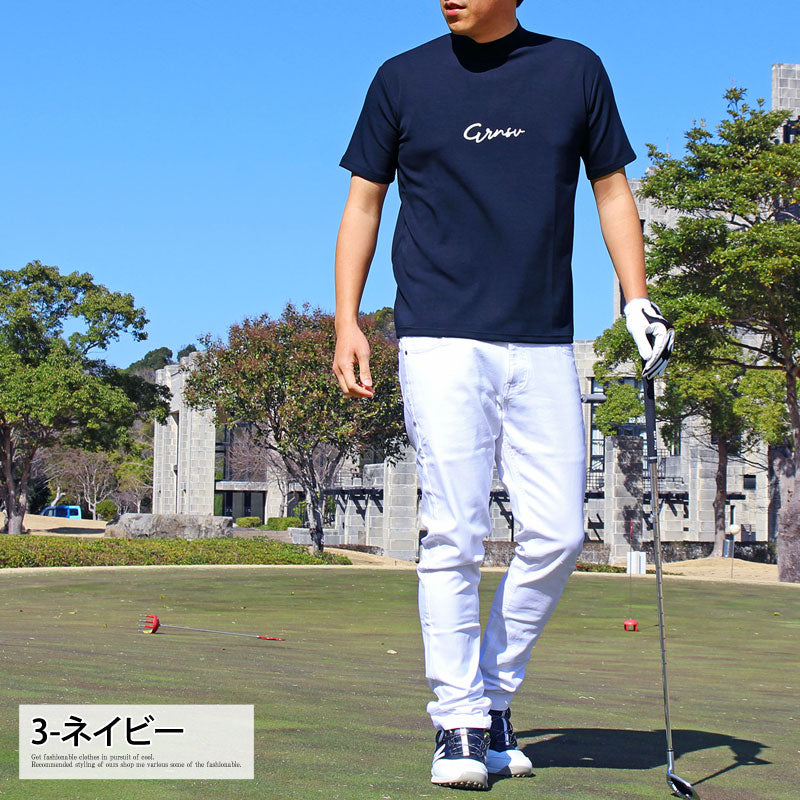 en Giorno アンジョルノ プリントモックネック半袖シャツ ゴルフウェア メンズ モックネックシャツ – Un Giorno online