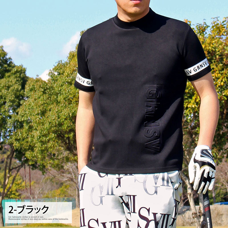 en Giorno アンジョルノ プリントモックネック半袖シャツ トップイズム TopIsm ゴルフウェア モックネックシャツ メンズ