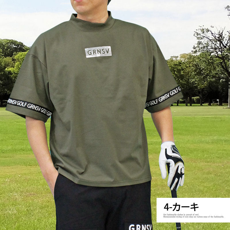 ゴルフウェアシャツ ゴルフ モックネックシャツ ハイネックTシャツ メンズ ゴルフ